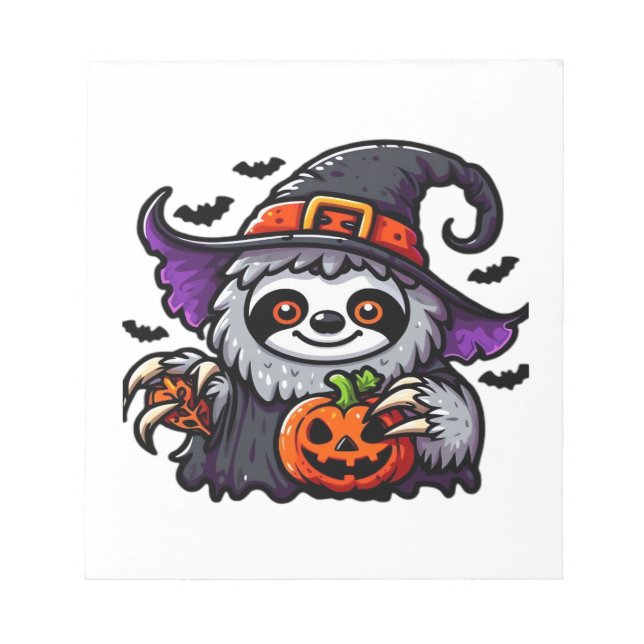 Scary Halloween Sloth Witch Hat Costume Spooky Sea Notepad (Front)