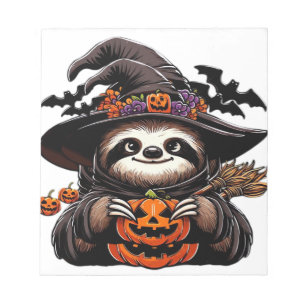 Scary Halloween Sloth Witch Hat Costume Spooky Sea Notepad