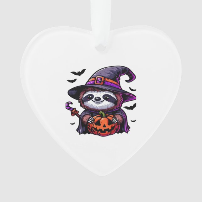 Scary Halloween Sloth Witch Hat Costume Spooky Sea Ornament (Front)