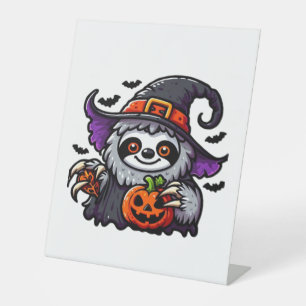 Scary Halloween Sloth Witch Hat Costume Spooky Sea Pedestal Sign