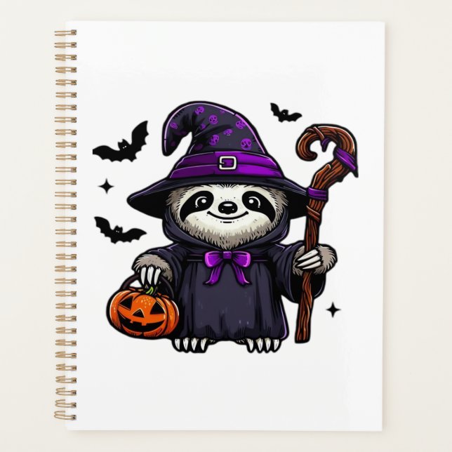Scary Halloween Sloth Witch Hat Costume Spooky Sea Planner (Front)