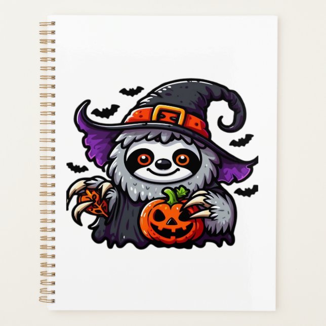 Scary Halloween Sloth Witch Hat Costume Spooky Sea Planner (Front)