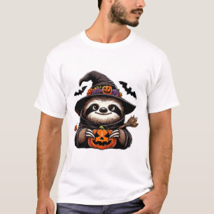 Scary Halloween Sloth Witch Hat Costume Spooky Sea T-Shirt