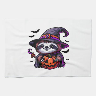 Scary Halloween Sloth Witch Hat Costume Spooky Sea Tea Towel