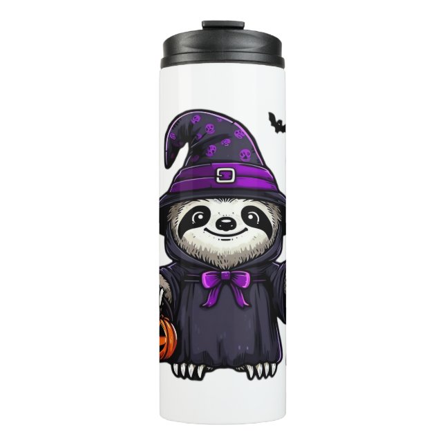 Scary Halloween Sloth Witch Hat Costume Spooky Sea Thermal Tumbler (Front)