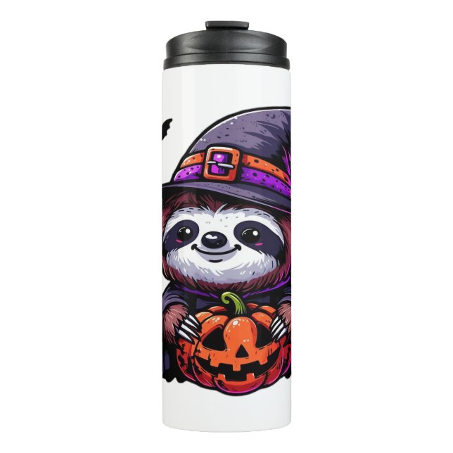 Scary Halloween Sloth Witch Hat Costume Spooky Sea Thermal Tumbler (Front)