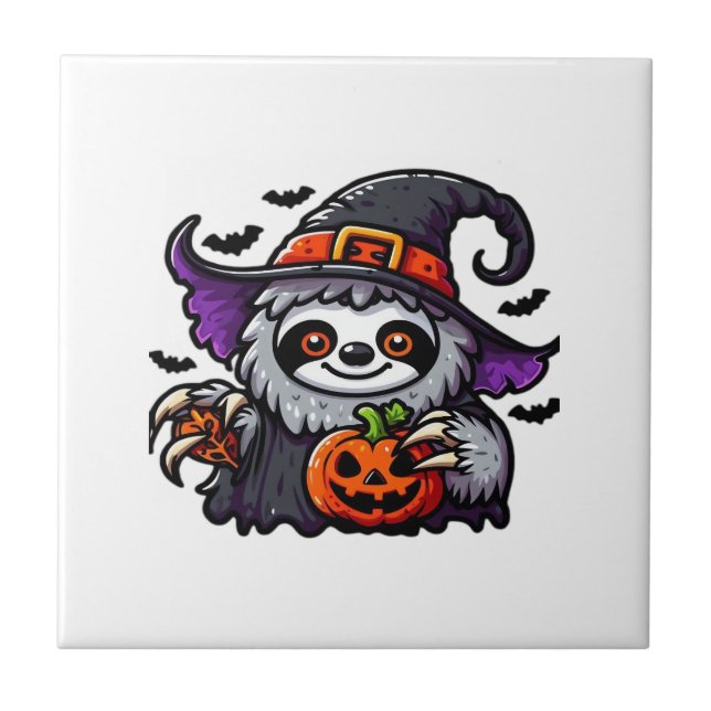 Scary Halloween Sloth Witch Hat Costume Spooky Sea Tile (Front)
