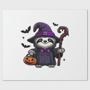 Scary Halloween Sloth Witch Hat Costume Spooky Sea Wrapping Paper