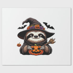 Scary Halloween Sloth Witch Hat Costume Spooky Sea Wrapping Paper