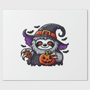 Scary Halloween Sloth Witch Hat Costume Spooky Sea Wrapping Paper