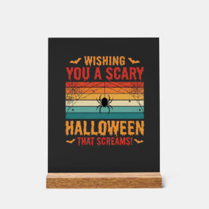 Scary Halloween Spider Web Sunset Design_1 Acrylic Sign