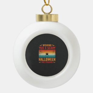 Scary Halloween Spider Web Sunset Design_1 Ceramic Ball Christmas Ornament