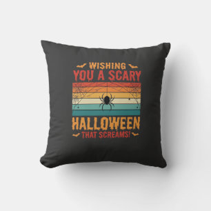 Scary Halloween Spider Web Sunset Design_1 Cushion