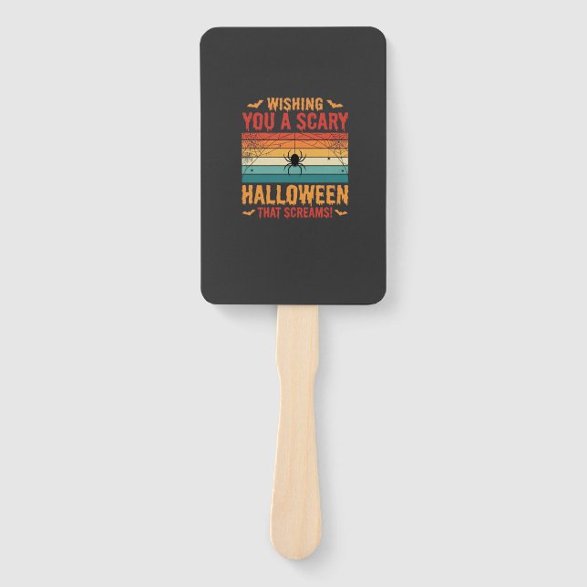 Scary Halloween Spider Web Sunset Design_1 Hand Fan (Front)