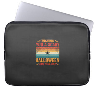 Scary Halloween Spider Web Sunset Design_1 Laptop Sleeve