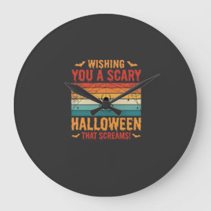 Scary Halloween Spider Web Sunset Design_1 Large Clock
