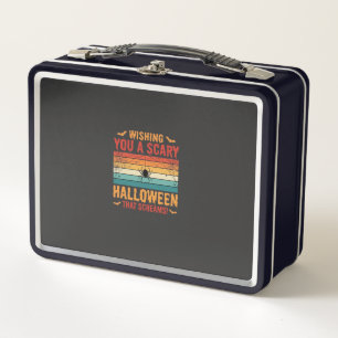 Scary Halloween Spider Web Sunset Design_1 Metal Lunch Box