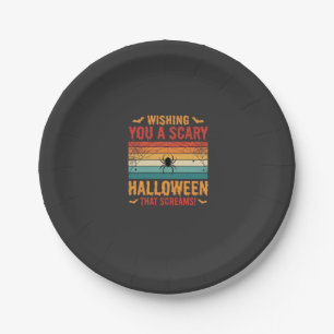Scary Halloween Spider Web Sunset Design_1 Paper Plate