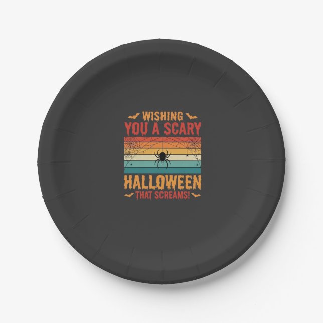 Scary Halloween Spider Web Sunset Design_1 Paper Plate (Front)