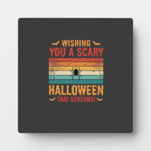 Scary Halloween Spider Web Sunset Design_1 Plaque