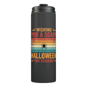 Scary Halloween Spider Web Sunset Design_1 Thermal Tumbler
