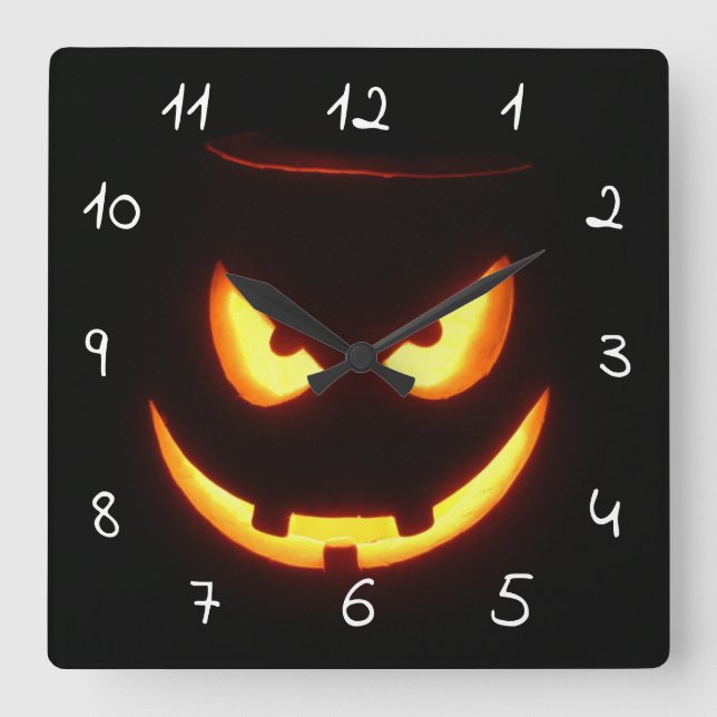scary Halloween Square Wall Clock (Front)