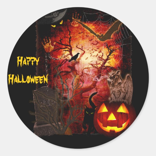 Scary Halloween Sticker (text customisable)  (Front)