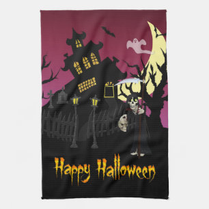 Scary Halloween Tea Towel