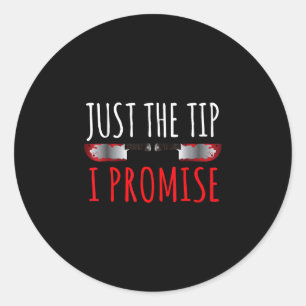 Scary halloween the tip promise bloody knife classic round sticker
