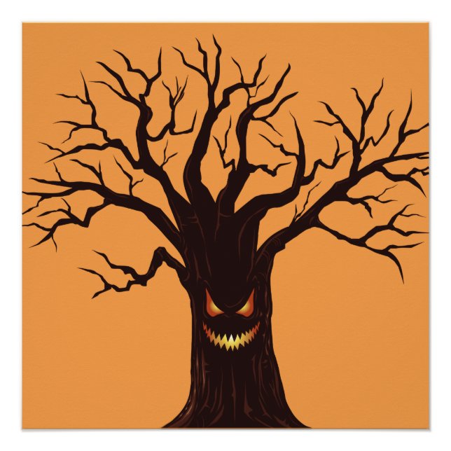 Scary Halloween Tree Face Poster (Front)