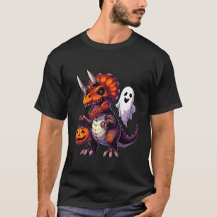Scary Halloween Triceratops Ghost Spooky Candy Bag T-Shirt
