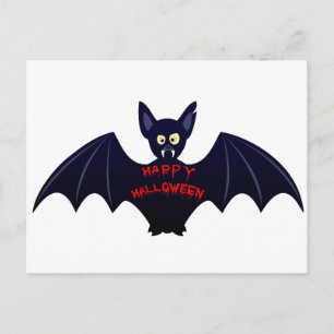 Scary halloween vampire bat postcard