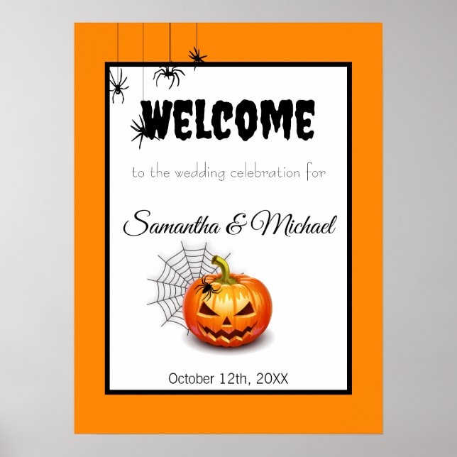 Scary Halloween Wedding Welcome Poster Sign (Front)