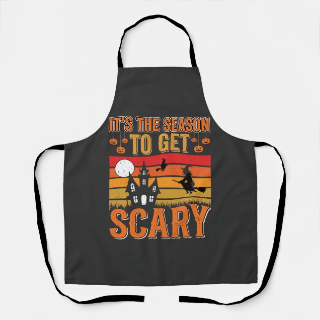 Scary Halloween Witch Haunted House Design_1 Apron (Front)