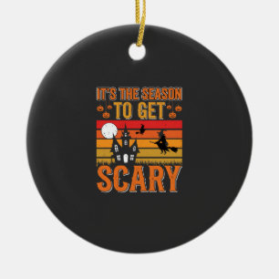 Scary Halloween Witch Haunted House Design_1 Ceramic Tree Decoration