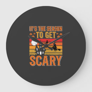 Scary Halloween Witch Haunted House Design_1 Large Clock