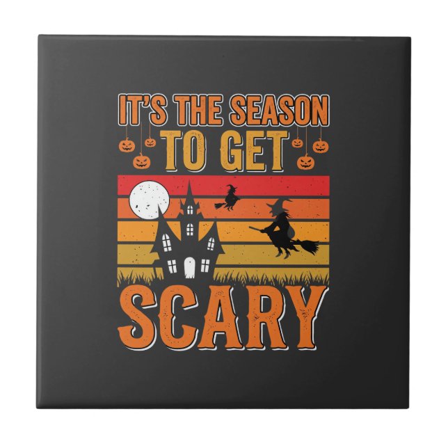 Scary Halloween Witch Haunted House Design_1 Tile (Front)