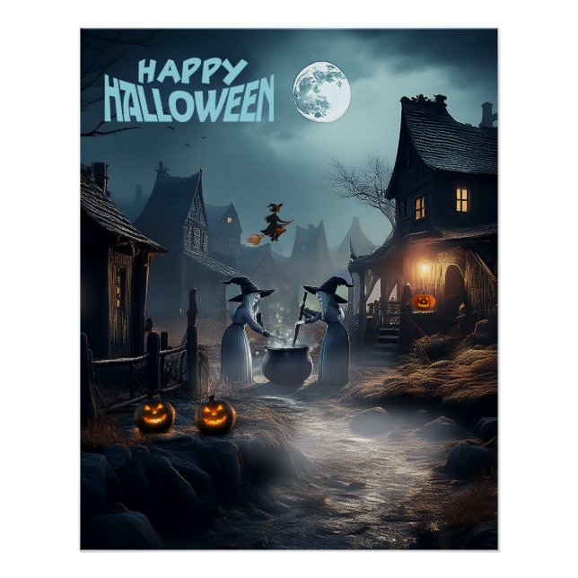 Scary Halloween Witches Lane Poster (Front)