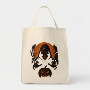 Scary Halloween Wizard – Creepy Hooded Skull  Tote Bag