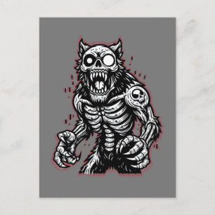 Scary Halloween Zombie Werewolf Postcard