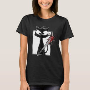Scary Happy Halloween Black Cat Women Men T-Shirt
