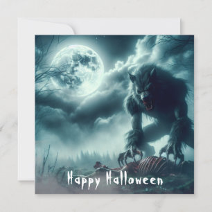 Scary Happy Halloween Werewolf Card