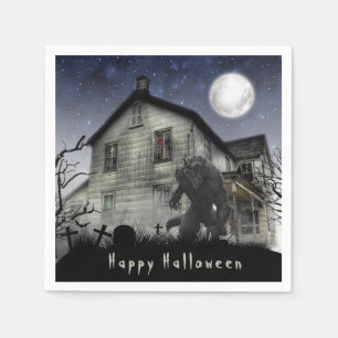 Scary Happy Halloween Werewolf Napkin