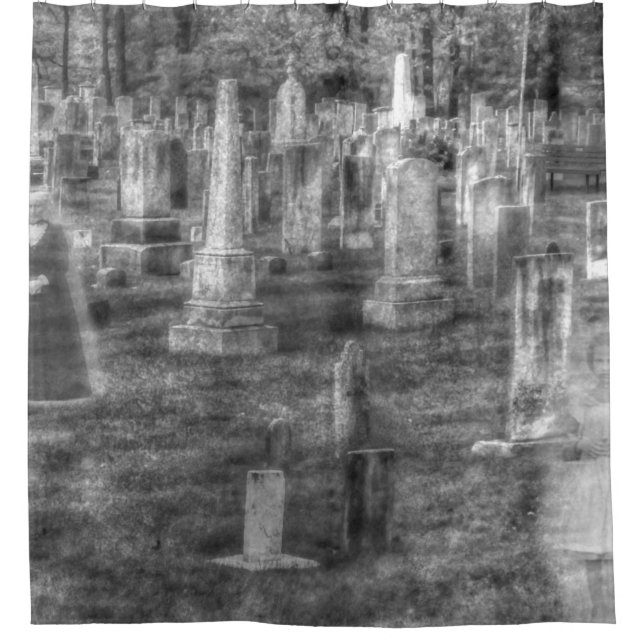 Scary Haunted Cemetery, Shower Curtain Art (Front)