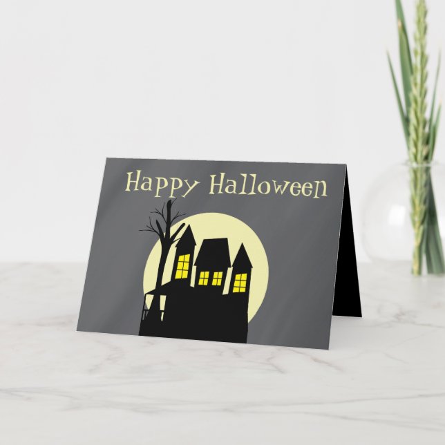 Scary Haunted House Card (Front)