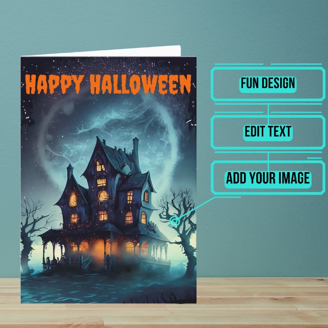 Scary Haunted House Halloween Card (Send a special greeting to a friend at Halloween with this fun card.)