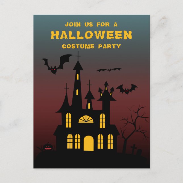 Scary Haunted House Halloween Party Invitation Postcard (Front)