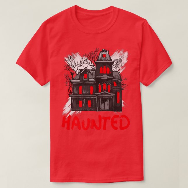 Scary Haunted House Horror Art  T-Shirt (Design Front)