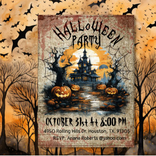 Scary Haunted HouseHalloween Party Invitation