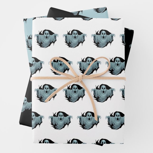 Scary Haunting Ghost Wrapping Paper Sheet (In situ)